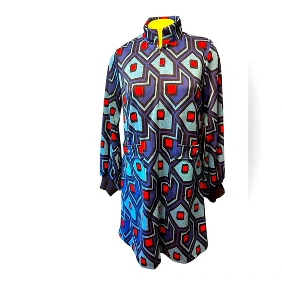 Tuckernuck Blue and Red Graphic Long Sleeve Blouse New with tag